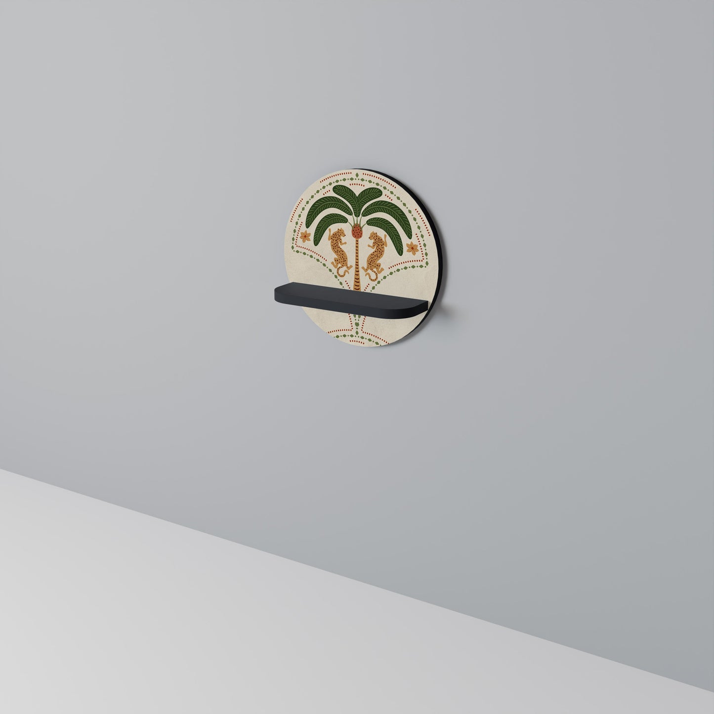 DANCING PREDATORS Mensola Rotonda Decorativa con Finitura Nera