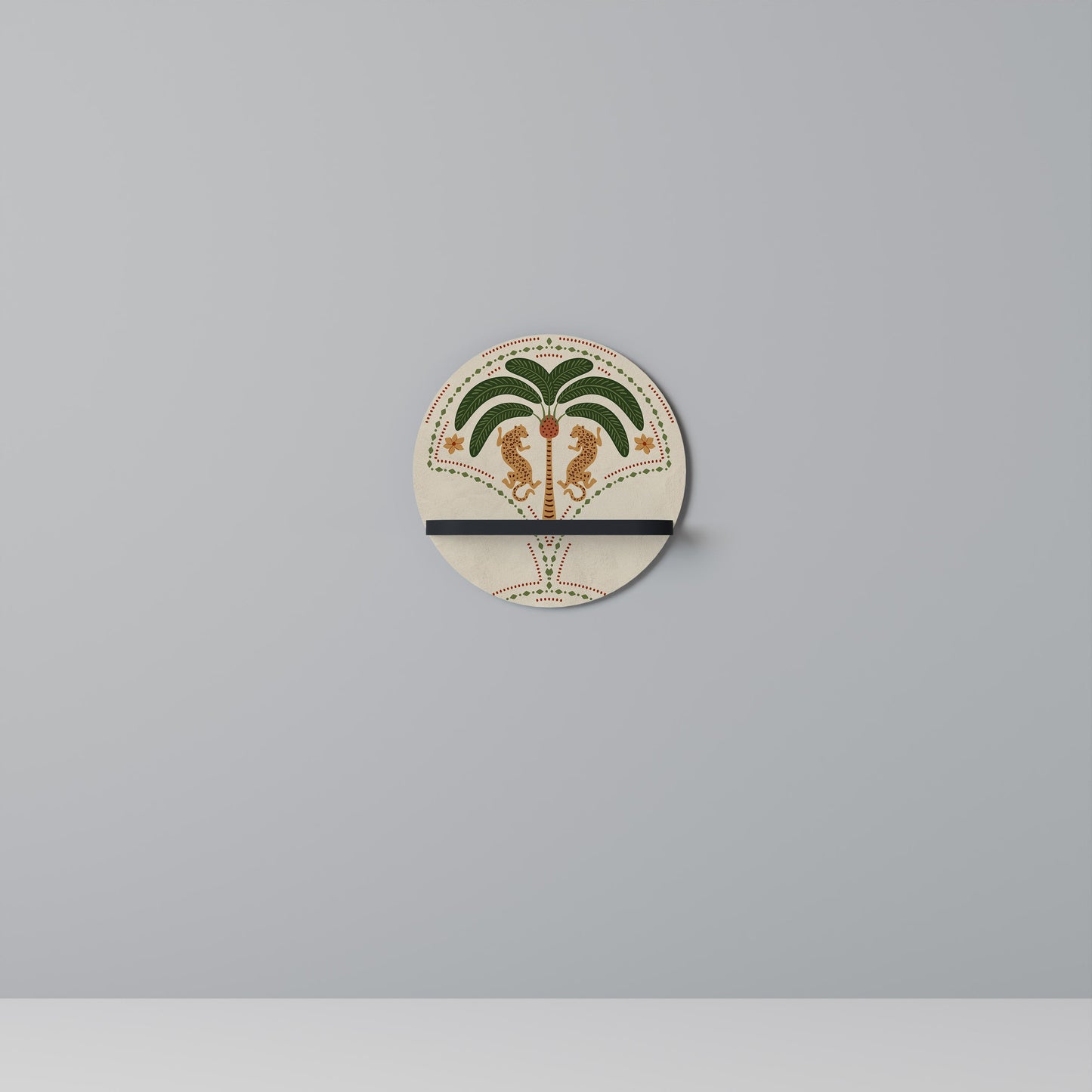 DANCING PREDATORS Mensola Rotonda Decorativa con Finitura Nera