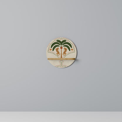 DANCING PREDATORS Round Art Shelf In Oak Effect