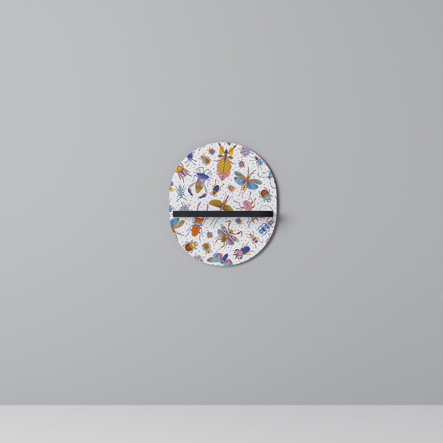 COLORFUL INSECTS Oval Art Shelf In Black Finish