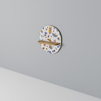 COLORFUL INSECTS Oval Art Shelf In Oak Effect