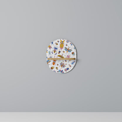 COLORFUL INSECTS Oval Art Shelf In Oak Effect