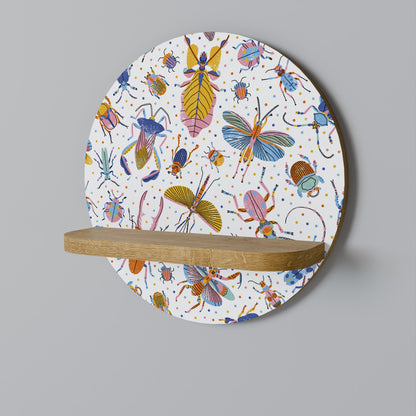 COLORFUL INSECTS Mensola Rotonda Decorativa in Effetto Rovere