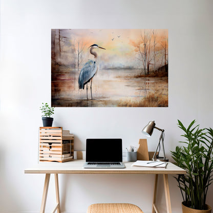HERON DAYDREAM Peel and Stick Horizontal Poster