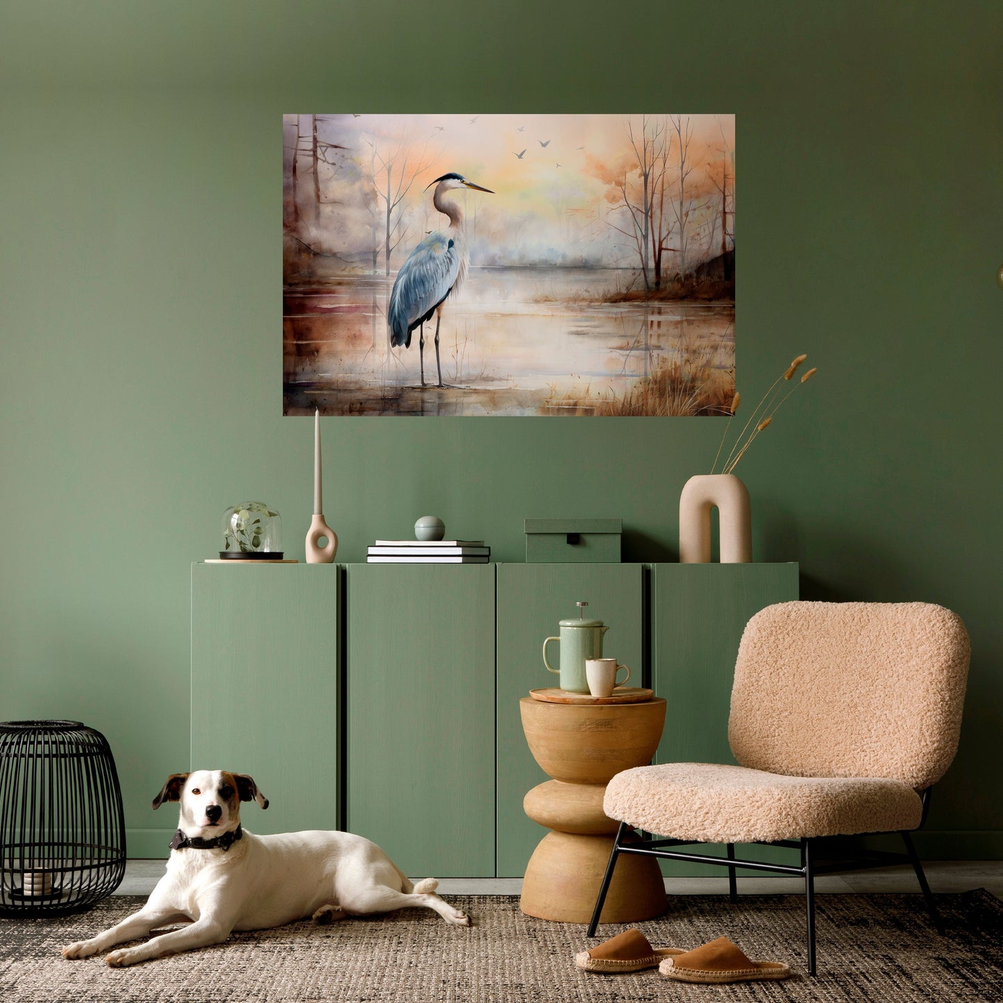 HERON DAYDREAM Peel and Stick Horizontal Poster