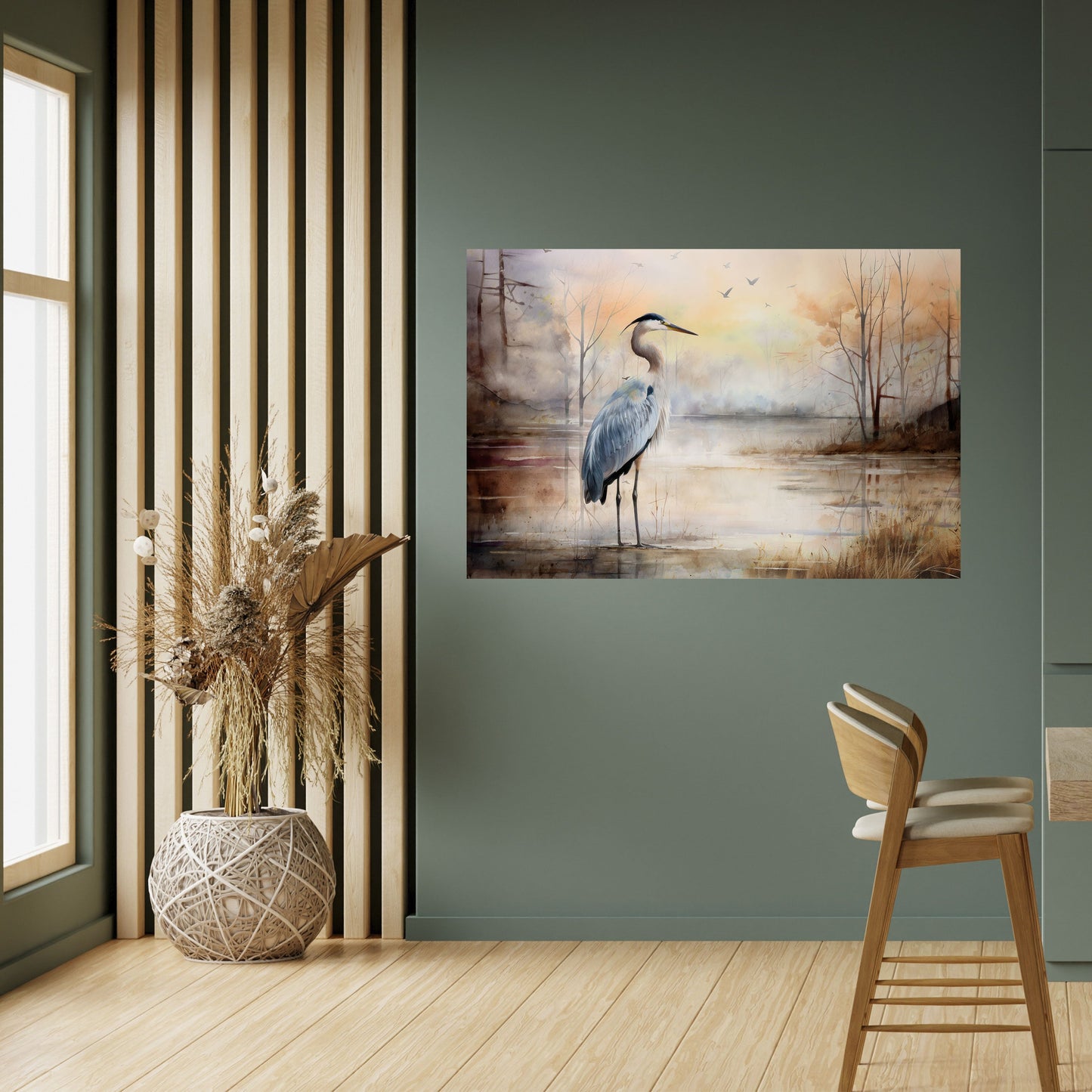 HERON DAYDREAM Peel and Stick Horizontal Poster