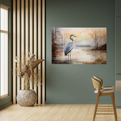 HERON DAYDREAM Peel and Stick Horizontal Poster