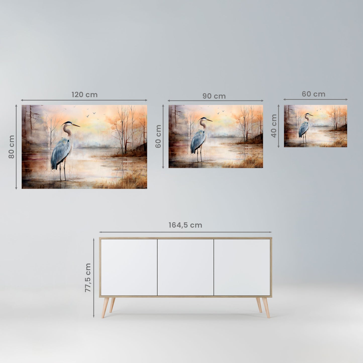 HERON DAYDREAM Peel and Stick Horizontal Poster