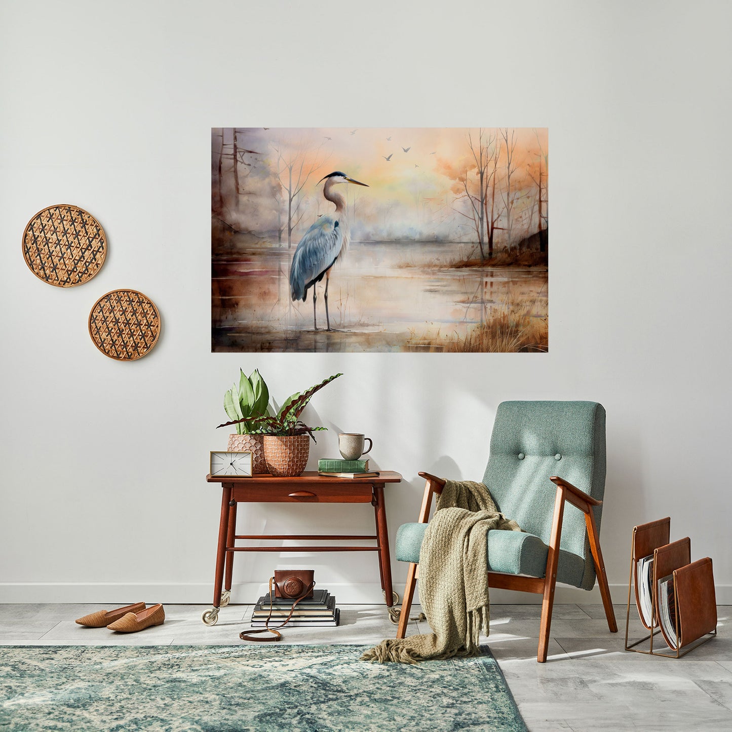 HERON DAYDREAM Peel and Stick Horizontal Poster