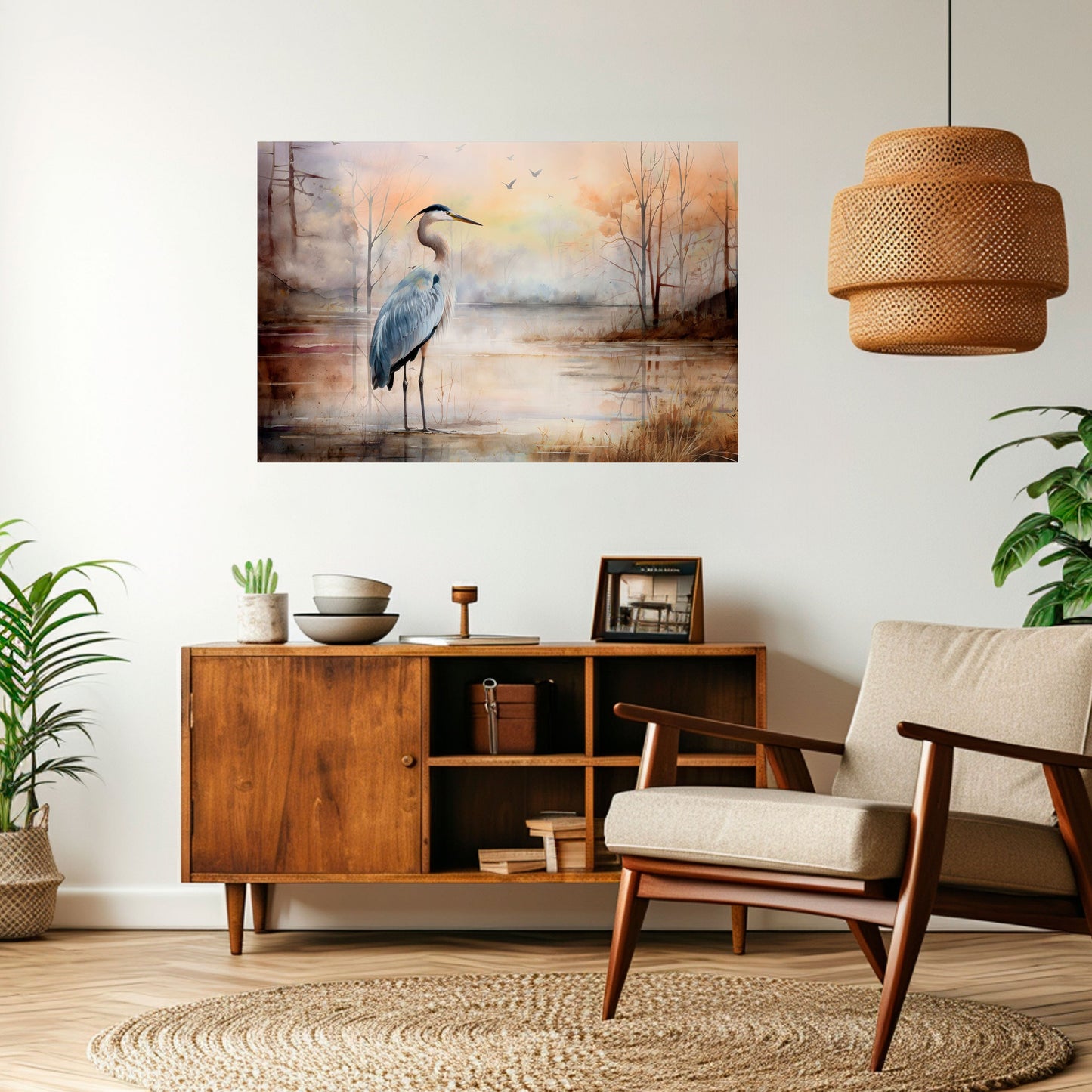 HERON DAYDREAM Peel and Stick Horizontal Poster