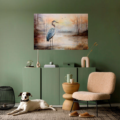 HERON DAYDREAM Peel and Stick Horizontal Poster