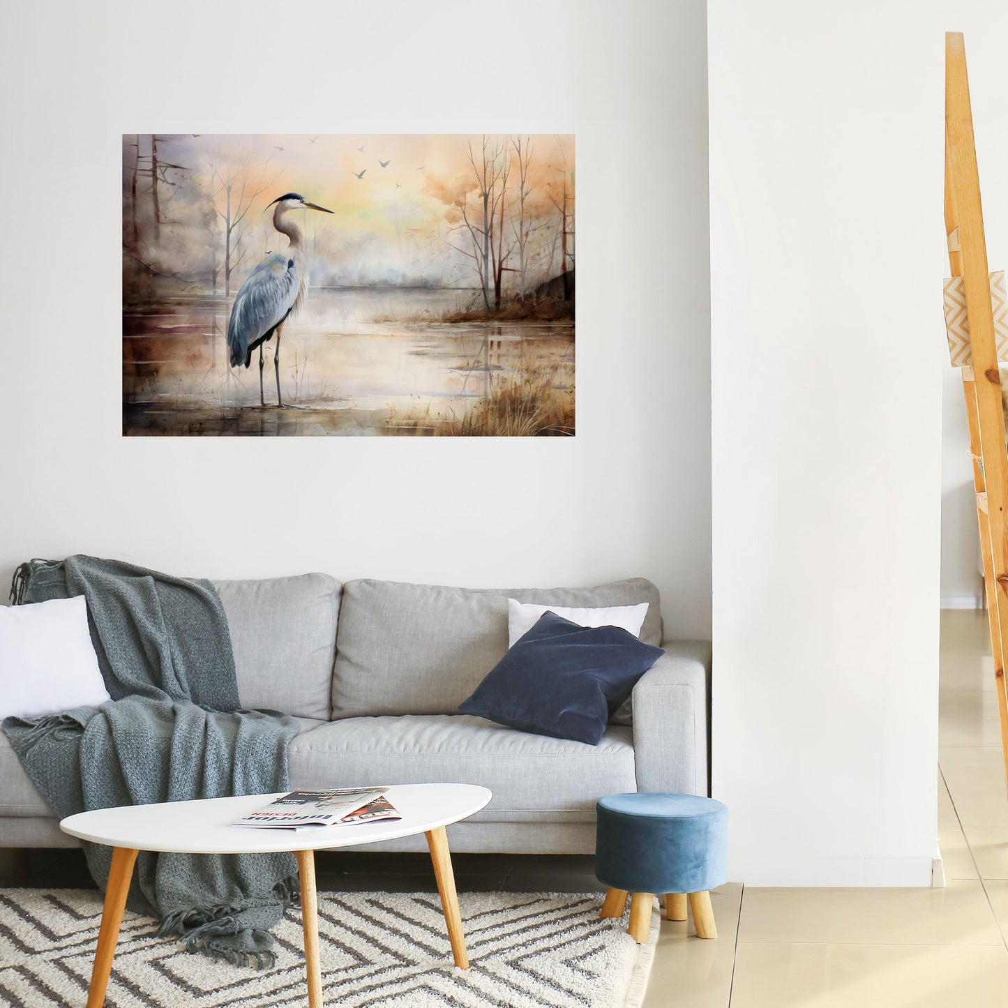HERON DAYDREAM Peel and Stick Horizontal Poster