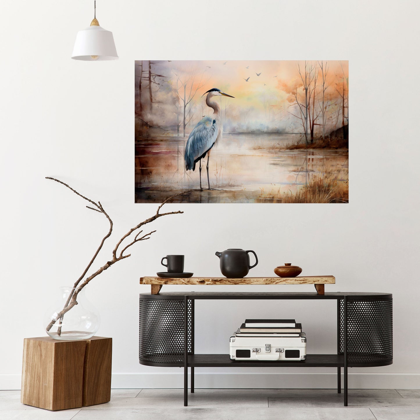HERON DAYDREAM Peel and Stick Horizontal Poster