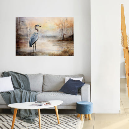 HERON DAYDREAM Peel and Stick Horizontal Poster