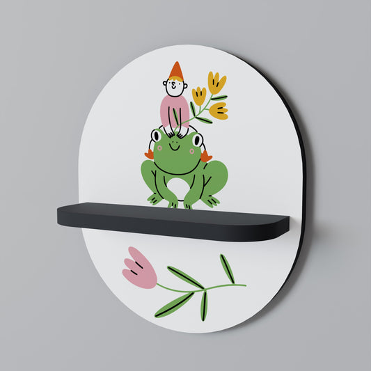 GARDEN INHABITANTS Oval Art Shelf In Black Finish