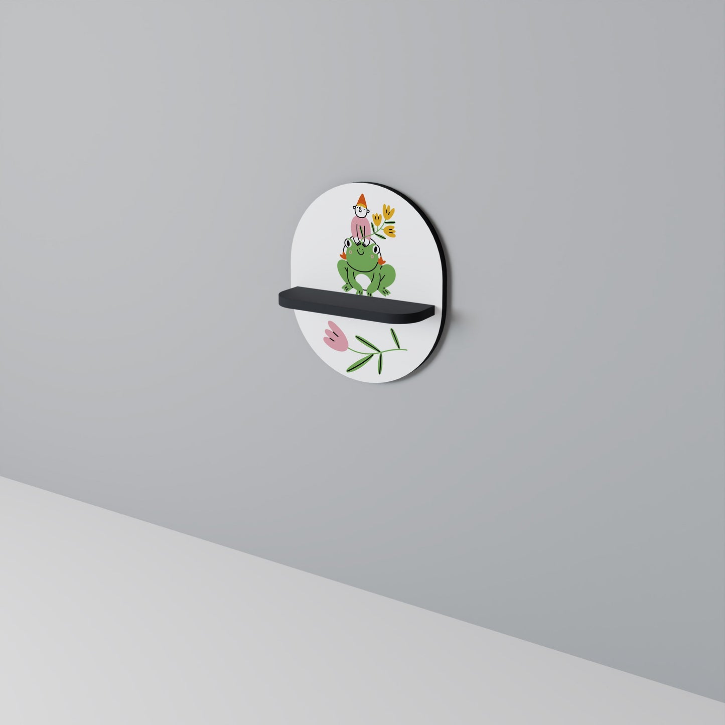 GARDEN INHABITANTS Oval Art Shelf In Black Finish