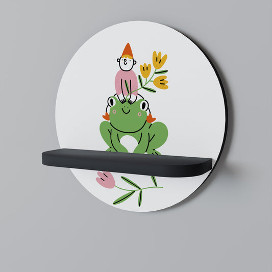 GARDEN INHABITANTS Round Art Shelf In Black Finish