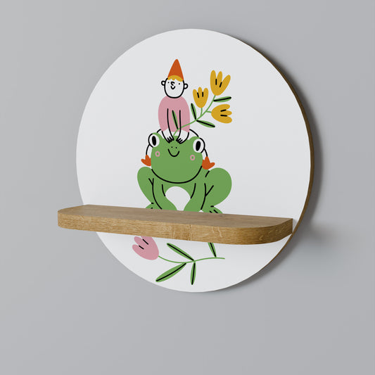 GARDEN INHABITANTS Round Art Shelf In Oak Effect