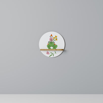 GARDEN INHABITANTS Round Art Shelf In Oak Effect