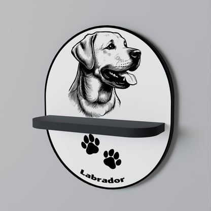 LABRADOR DOG Oval Art Shelf In Black Finish