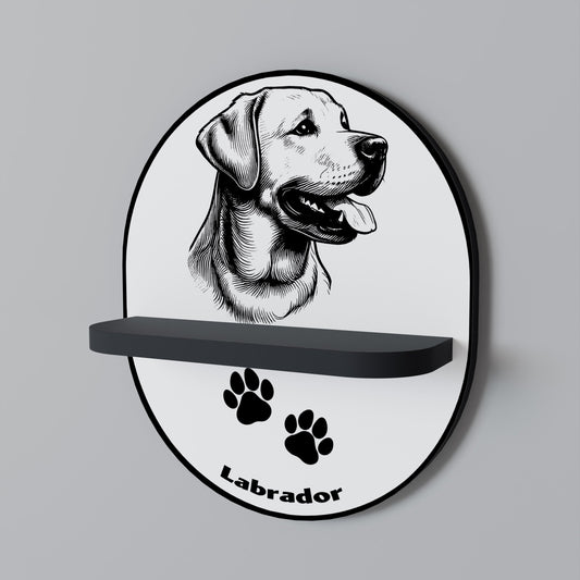 LABRADOR DOG Oval Art Shelf In Black Finish