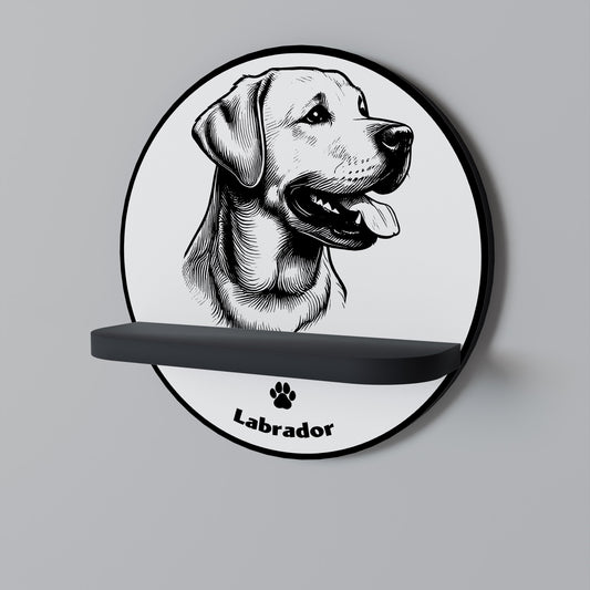 LABRADOR DOG Round Art Shelf In Black Finish