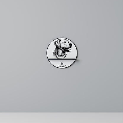 LABRADOR DOG Round Art Shelf In Black Finish