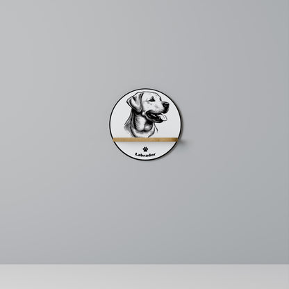 LABRADOR DOG Round Art Shelf In Oak Effect