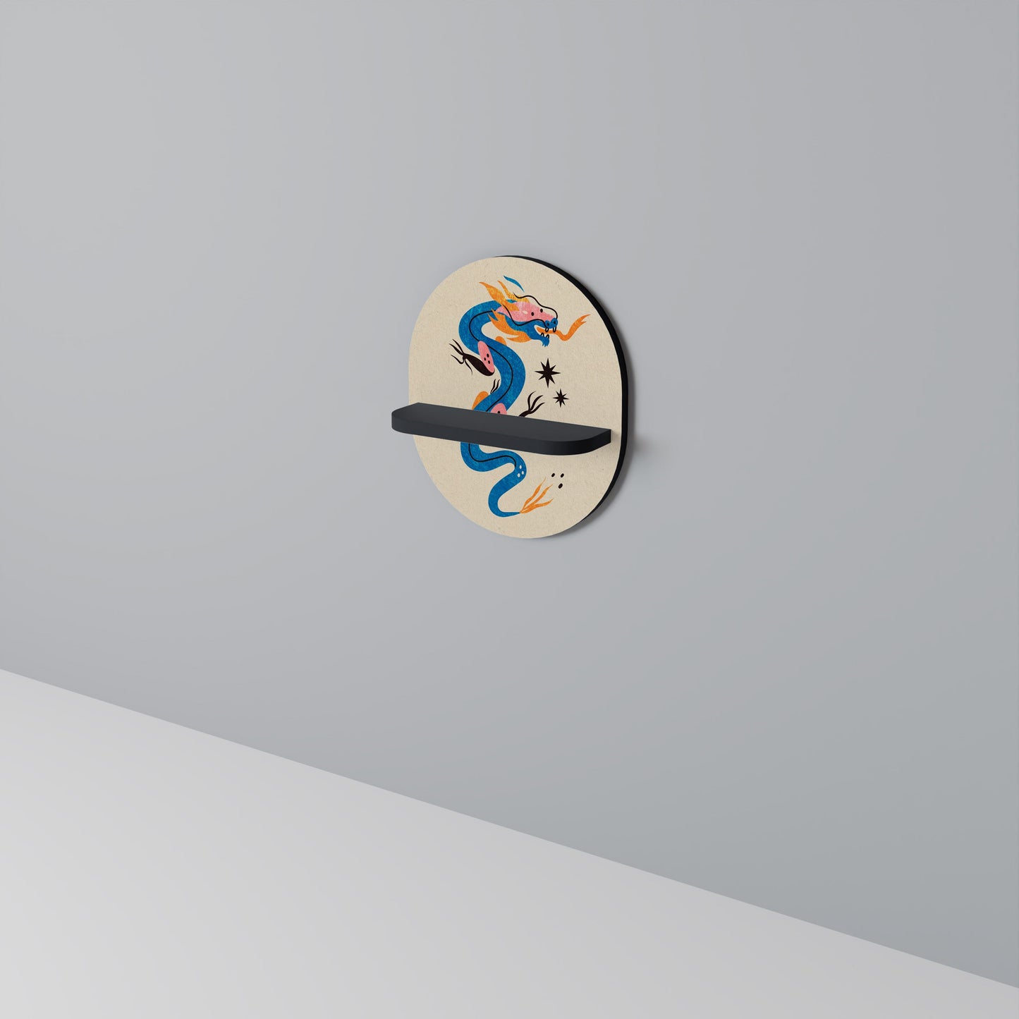 MYTHOLOGICAL CREATURES Oval Art Shelf In Black Finish