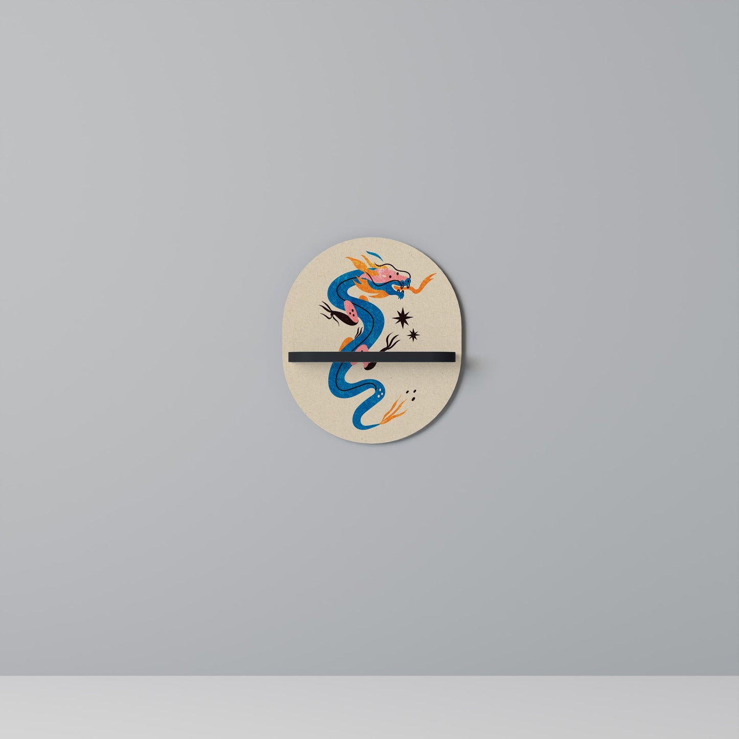 MYTHOLOGICAL CREATURES Oval Art Shelf In Black Finish