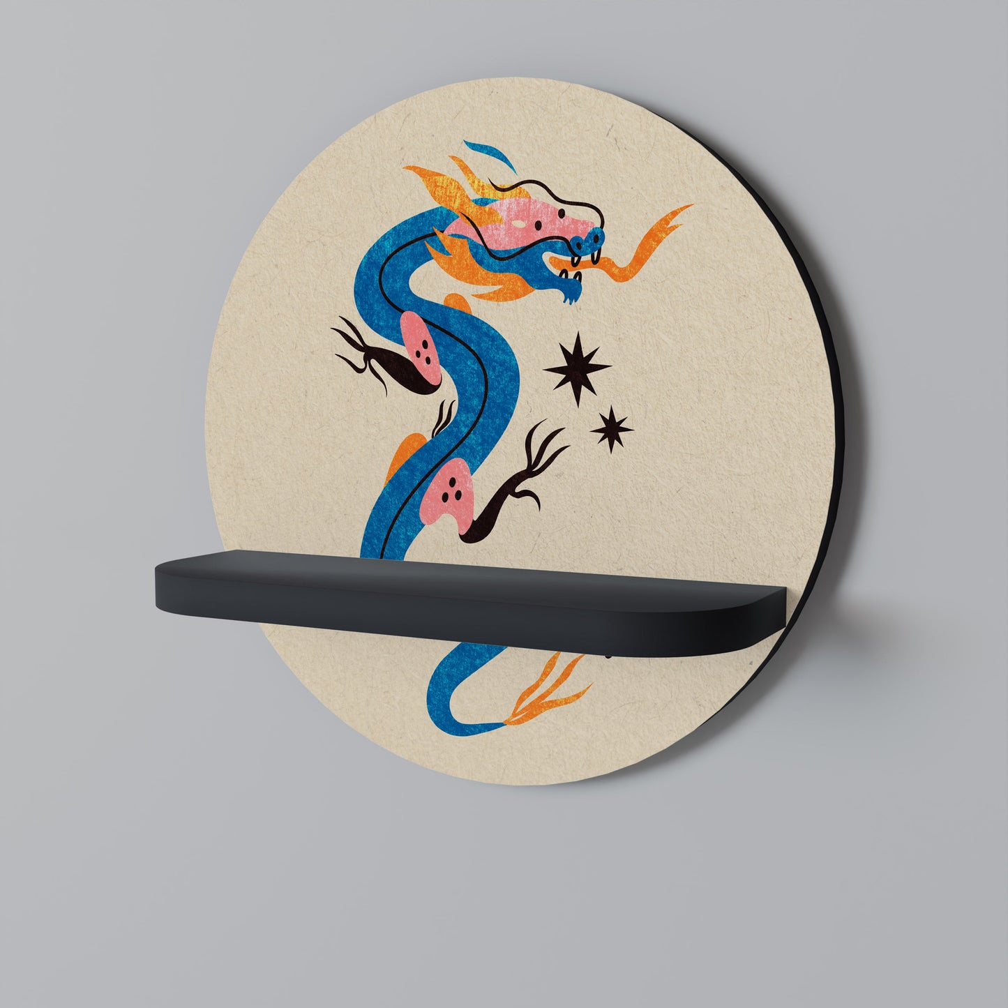 MYTHOLOGICAL CREATURES Mensola Rotonda Decorativa con Finitura Nera