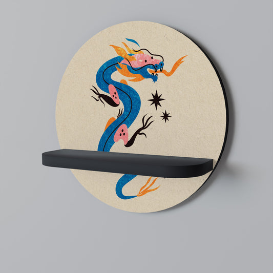 MYTHOLOGICAL CREATURES Round Art Shelf In Black Finish