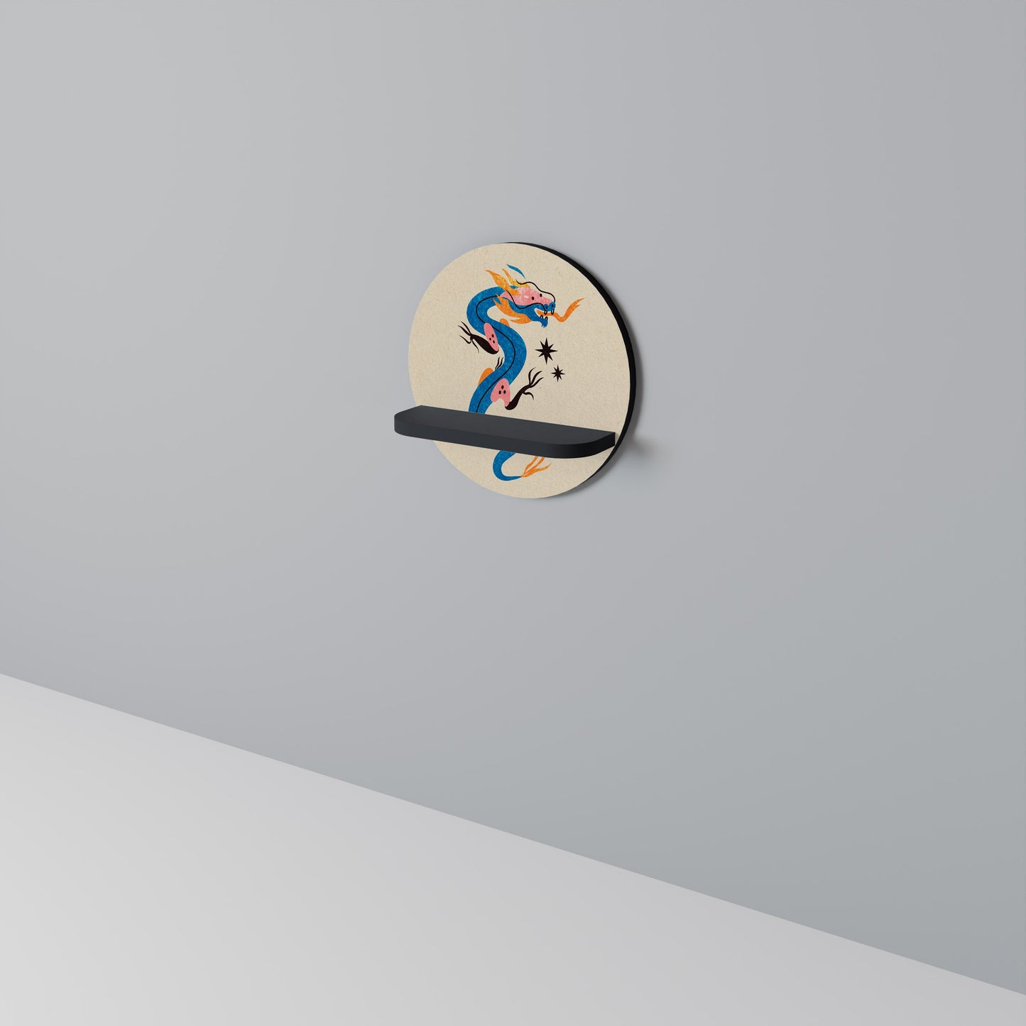 MYTHOLOGICAL CREATURES Mensola Rotonda Decorativa con Finitura Nera