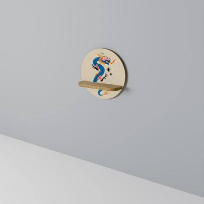 MYTHOLOGICAL CREATURES Round Art Shelf In Oak Effect
