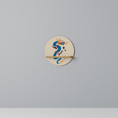 MYTHOLOGICAL CREATURES Round Art Shelf In Oak Effect