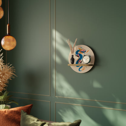 MYTHOLOGICAL CREATURES Round Art Shelf In Oak Effect