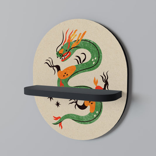 GREEN SKY GUARDIAN Oval Art Shelf In Black Finish