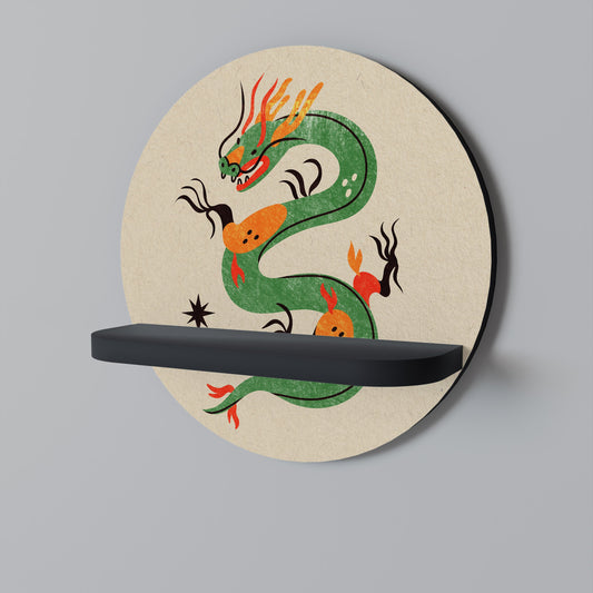 GREEN SKY GUARDIAN Round Art Shelf In Black Finish