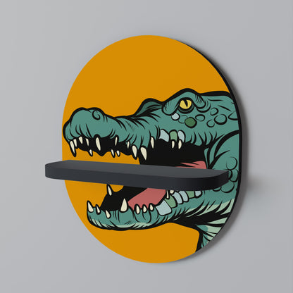 THREATENING GREETING Oval Art Shelf In Black Finish