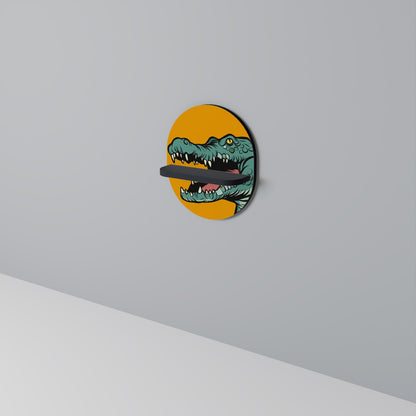 THREATENING GREETING Oval Art Shelf In Black Finish