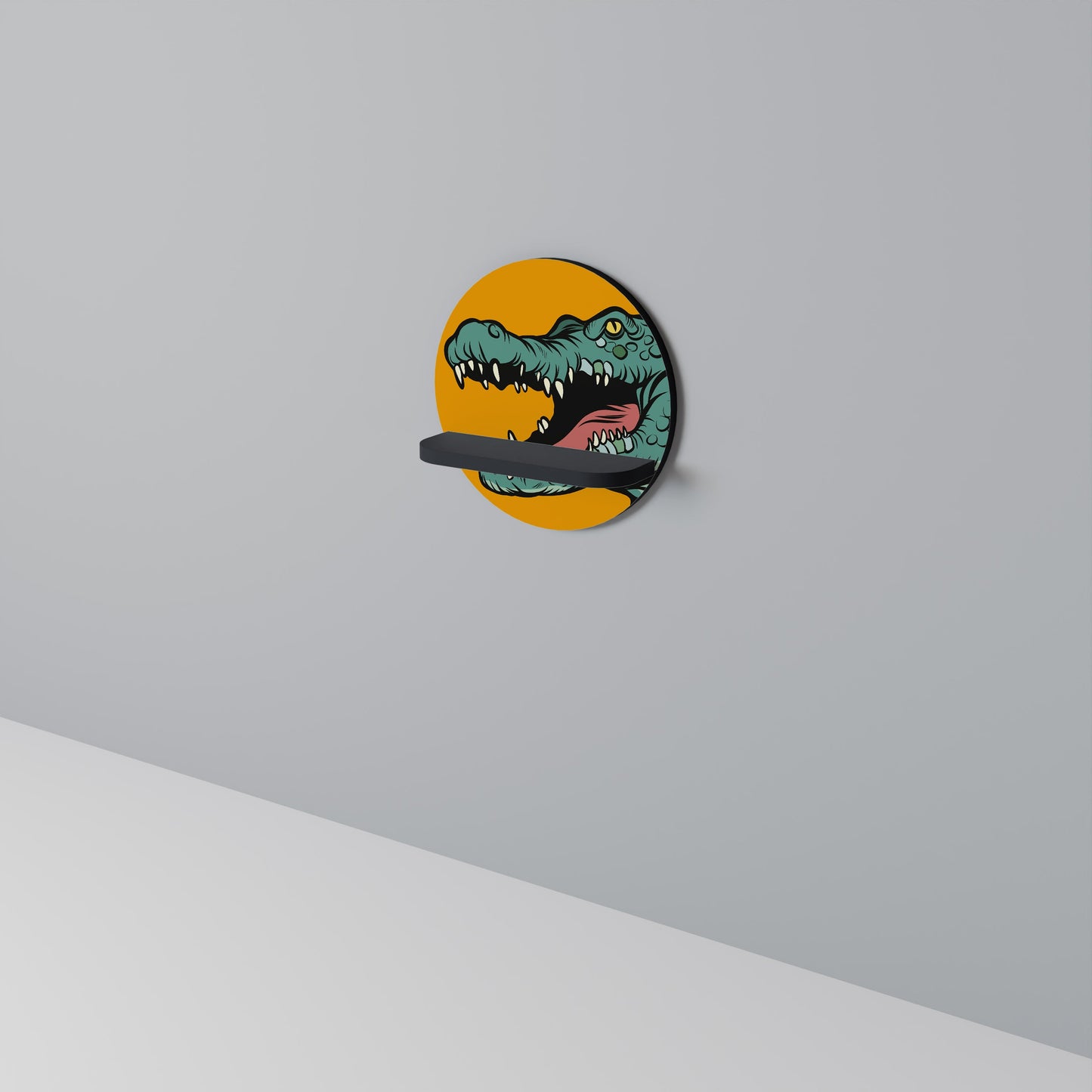 THREATENING GREETING Mensola Rotonda Decorativa con Finitura Nera