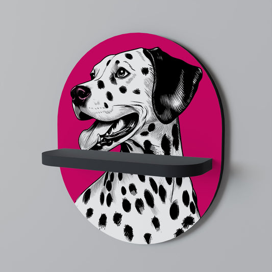DALMATIAN SMILE Oval Art Shelf In Black Finish