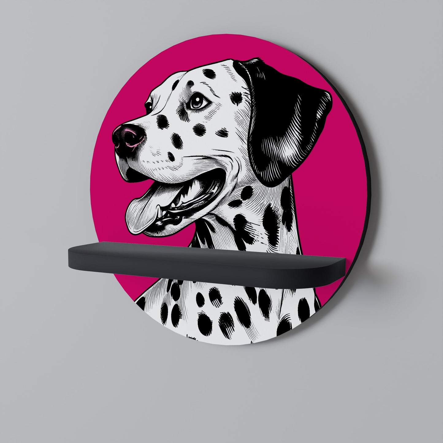 DALMATIAN SMILE Mensola Rotonda Decorativa con Finitura Nera