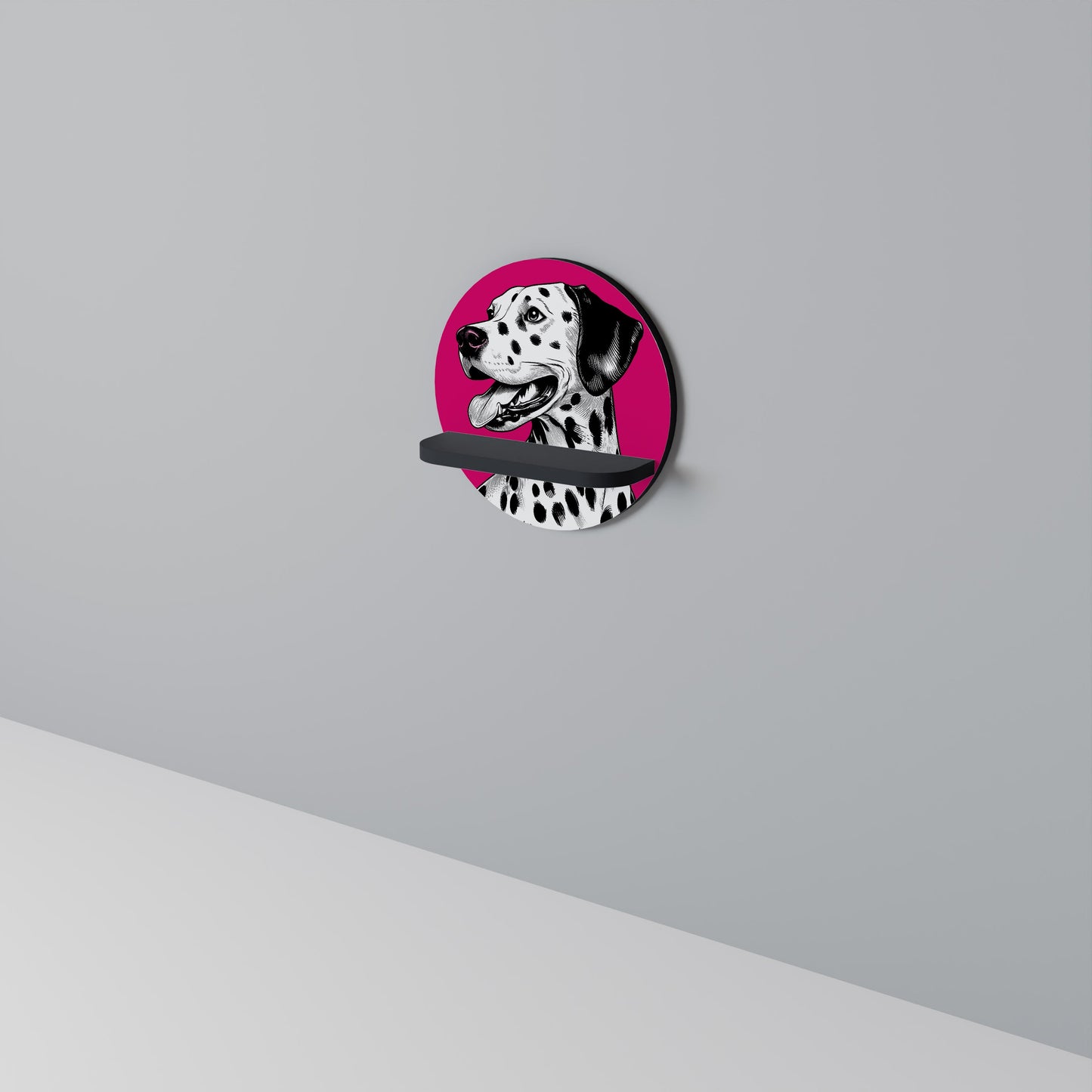 DALMATIAN SMILE Mensola Rotonda Decorativa con Finitura Nera