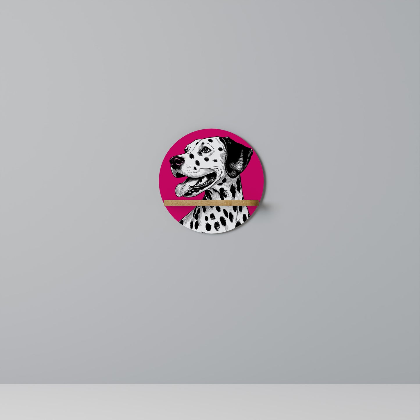 DALMATIAN SMILE Mensola Rotonda Decorativa in Effetto Rovere