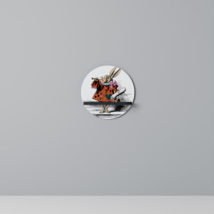 COLORFUL WHITE RABBIT Mensola Rotonda Decorativa con Finitura Nera