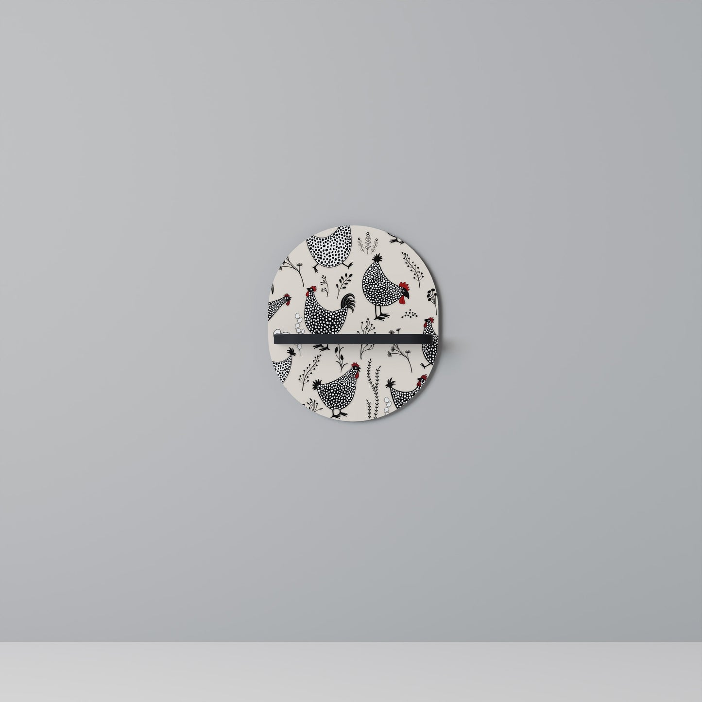 HAPPY HENS Oval Art Shelf In Black Finish