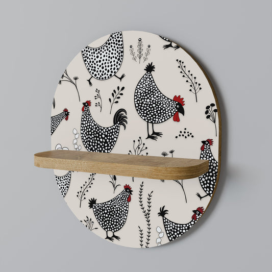 HAPPY HENS Mensola Ovale Decorativa in Effetto Rovere