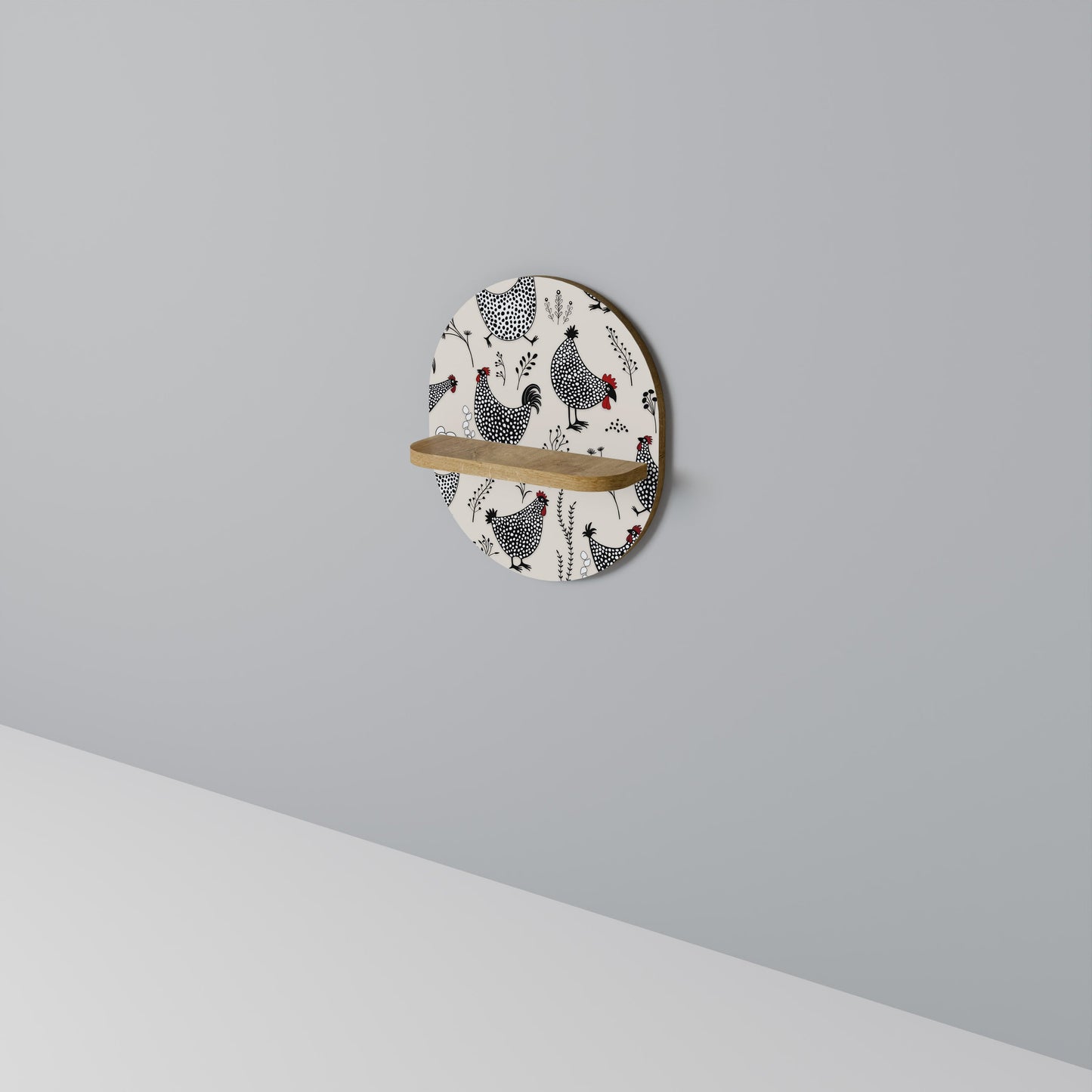 HAPPY HENS Mensola Ovale Decorativa in Effetto Rovere