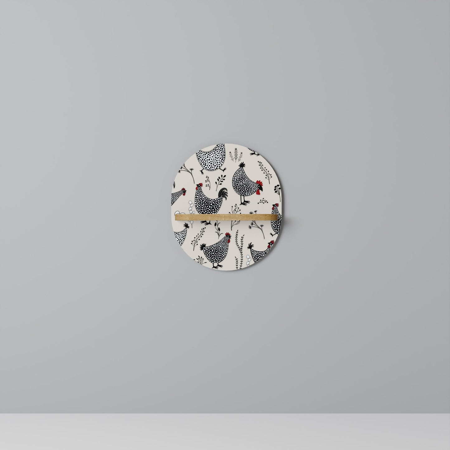 HAPPY HENS Mensola Ovale Decorativa in Effetto Rovere